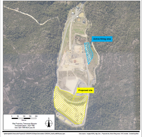 Aerial image highlighting proposed site area