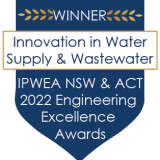 badge displaying text: WINNER Innovation in Water Supply and Wastewater