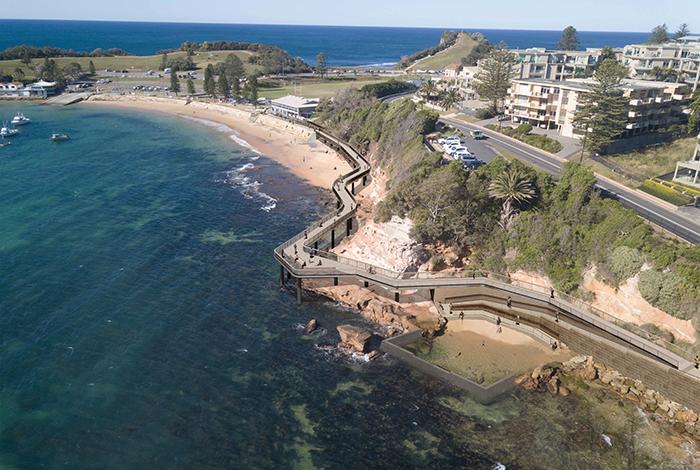 aerial shot of the proposed boardwalk linking terrigal beach and terrigal haven
