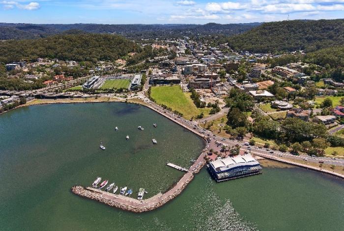 Aerial image of Gosford CBD and waterfront