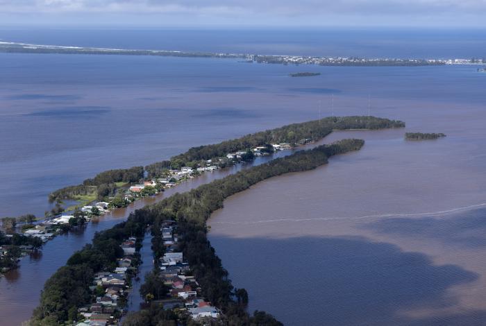 Aerial image of flooding at Chittaway Bay.
