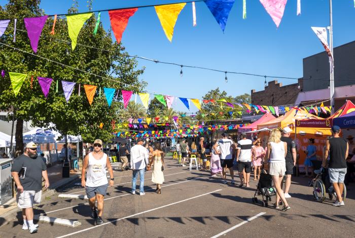 Photo of people and stalls at Love Lanes Festival